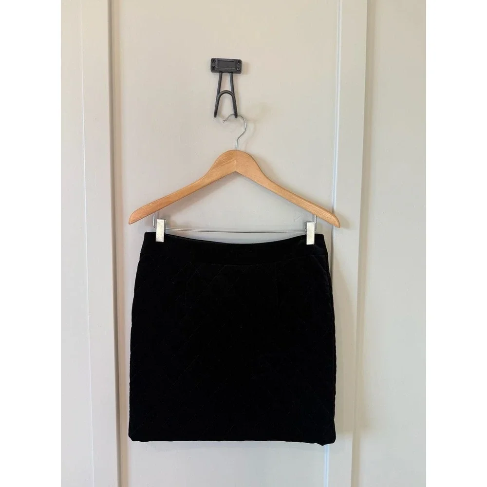 FRAME Quilted Velvet Mini‎ Skirt Noir Black Diamond Stitch edgy Womens 8